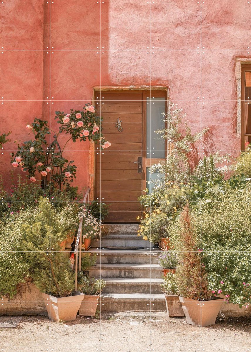 IXXI Pink House in France, Henrike Schenk - 100 x 140 cm - Gratis ophangtool - Grote wanddecoratie en posters - Vintage, Kleurrijk, Fotografie