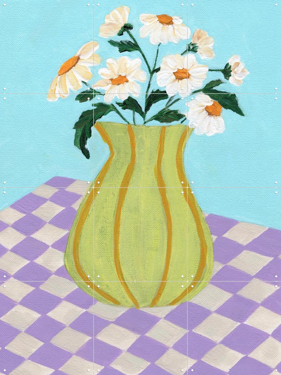 IXXI Retro Checkers, Nikita Jariwala & Various - 60 x 80 cm - Gratis ophangtool - Grote wanddecoratie en posters - Pop art, Speels, Olieverf, Vintage