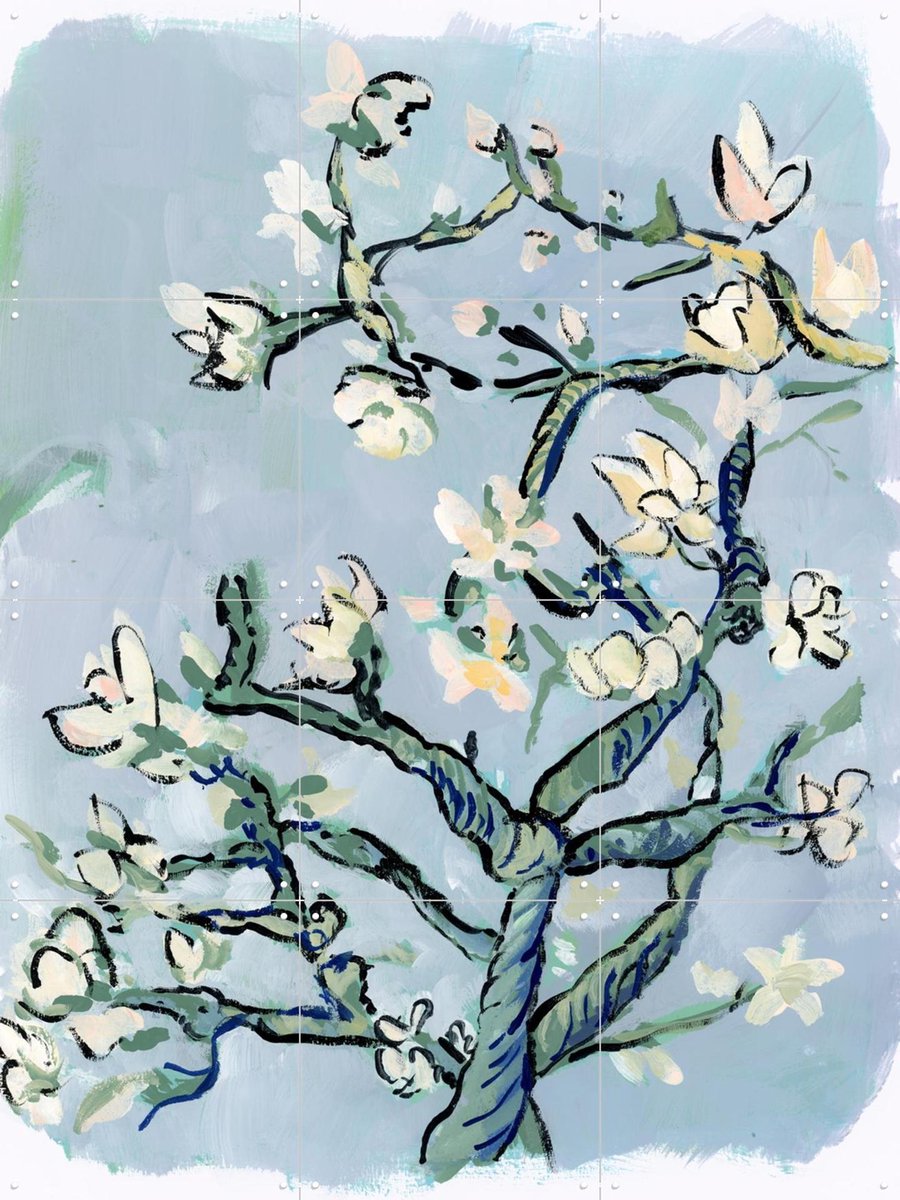 IXXI Almond Blossom II, Green Barn Studio & Van Gogh 21st Century - 60 x 80 cm - Gratis ophangtool - Grote wanddecoratie en posters - Kwaststreken