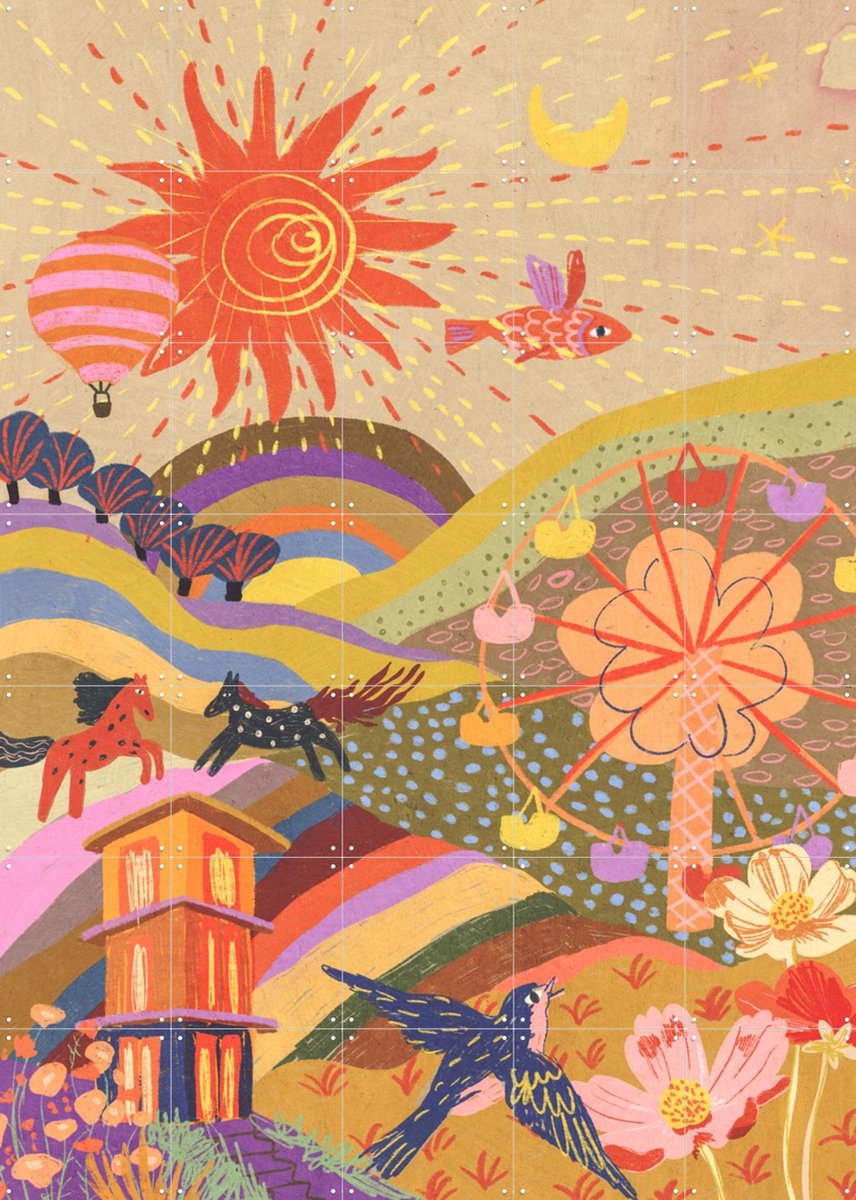 IXXI Where I belong, Gigi Rosado - 100 x 140 cm - Gratis ophangtool - Grote wanddecoratie en posters - Grafisch Ontwerp, Kleurrijk, Fantasierijk