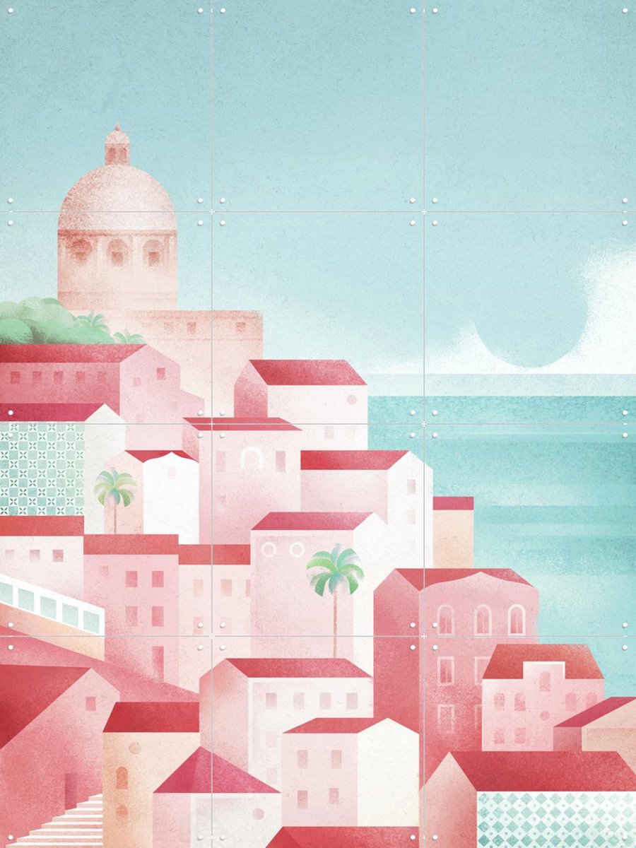 IXXI Lisbon, Henry Rivers - 60 x 80 cm - Gratis ophangtool - Grote wanddecoratie en posters - Geometrische Kunst, Illustraties, Minimalisme