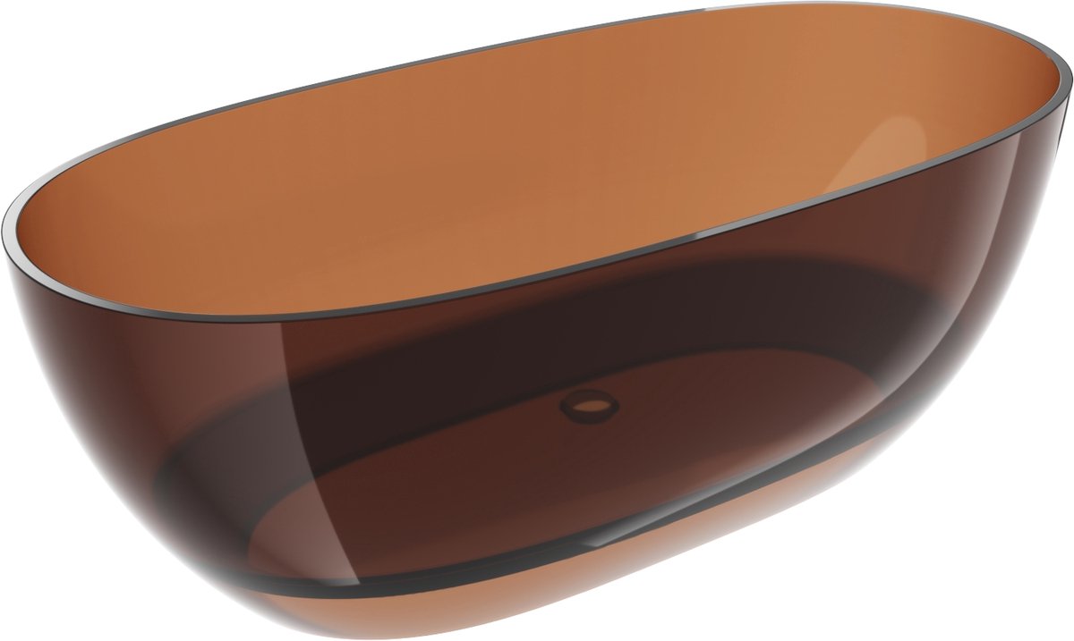 Mexen Pure aarde vrijstaande transparante badkuip 170 x 80 , chromen stop - 58071708005