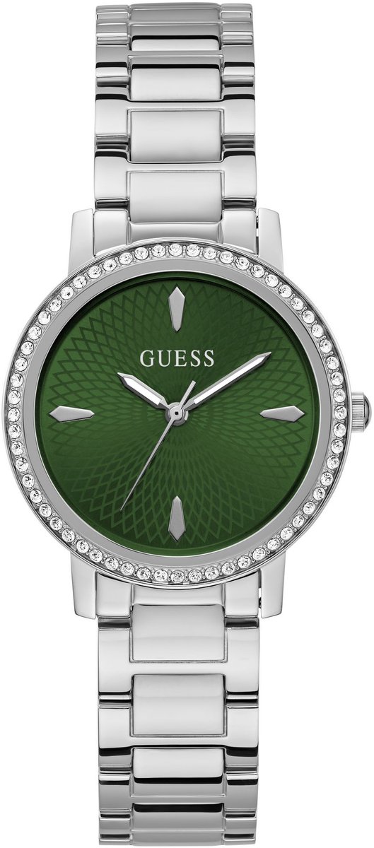 Guess Spiral Quartz Analoog Horloge Zilverkleurig Case: 100% Recycled Steel | Armband: 100% Recycled Steel 34 mm U1405L1M, U1405L3M