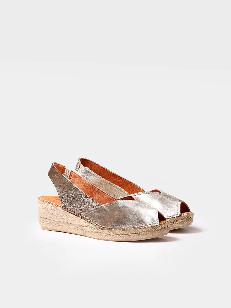 Dames leren espadrille met open neus en sleehak | BERNIA-P