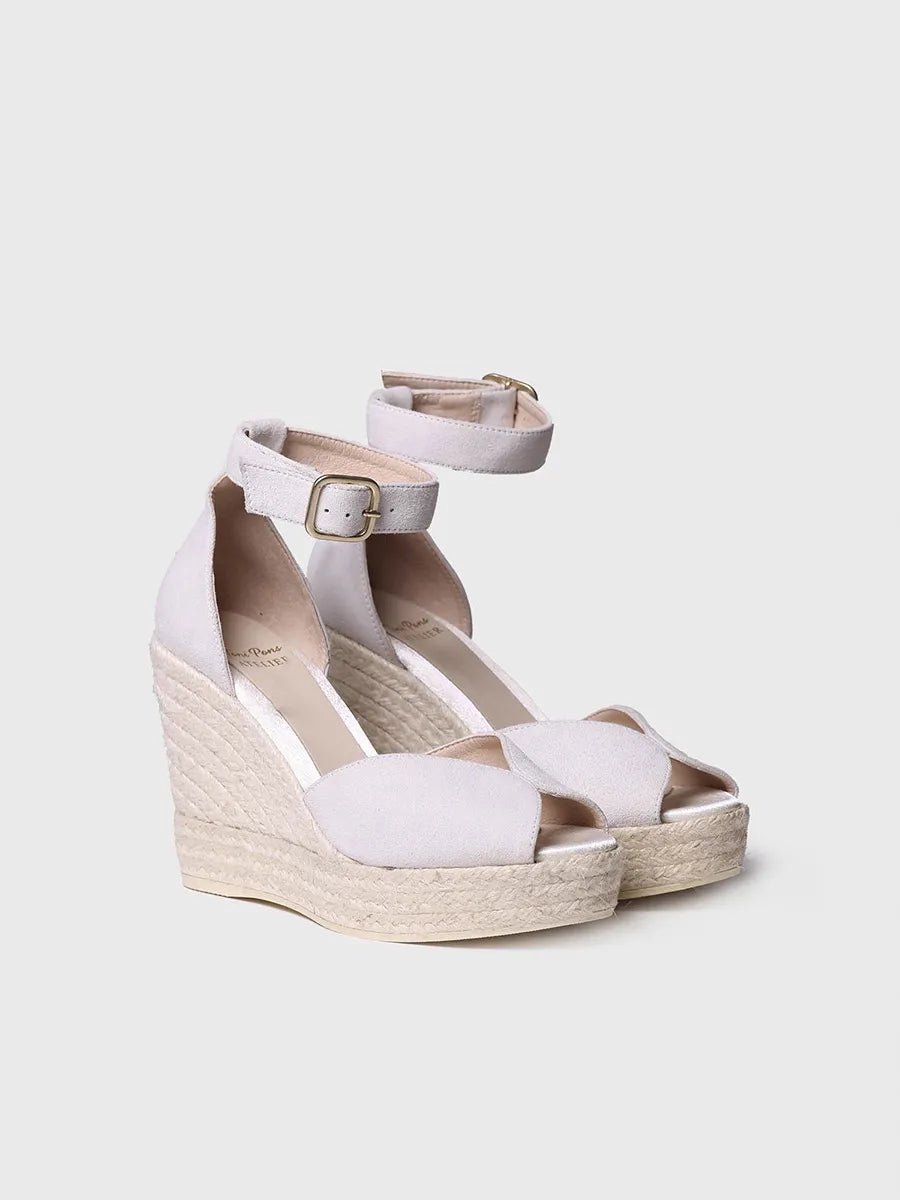Witte bruidsespadrille met sleehak | PATRICIA