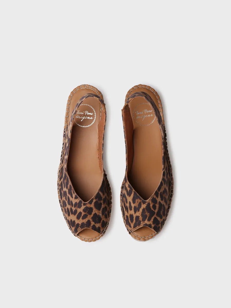 Dames leren espadrille met open neus en sleehak | BERNIA-P