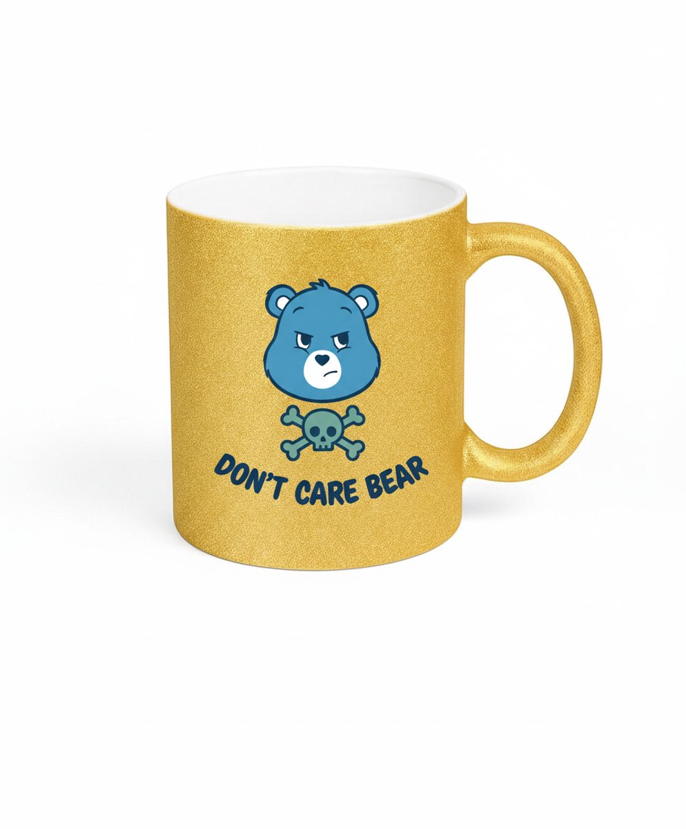Don't Care Bear Glitter Mok - Unieke Koffiemok met Attitude