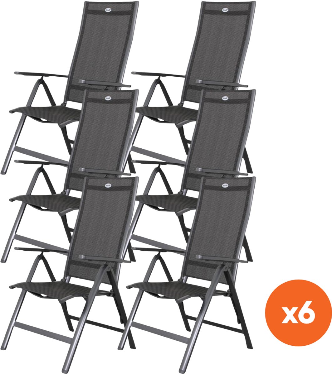 Set van 6 - Hartman verstelbare aluminium tuinstoel Roma