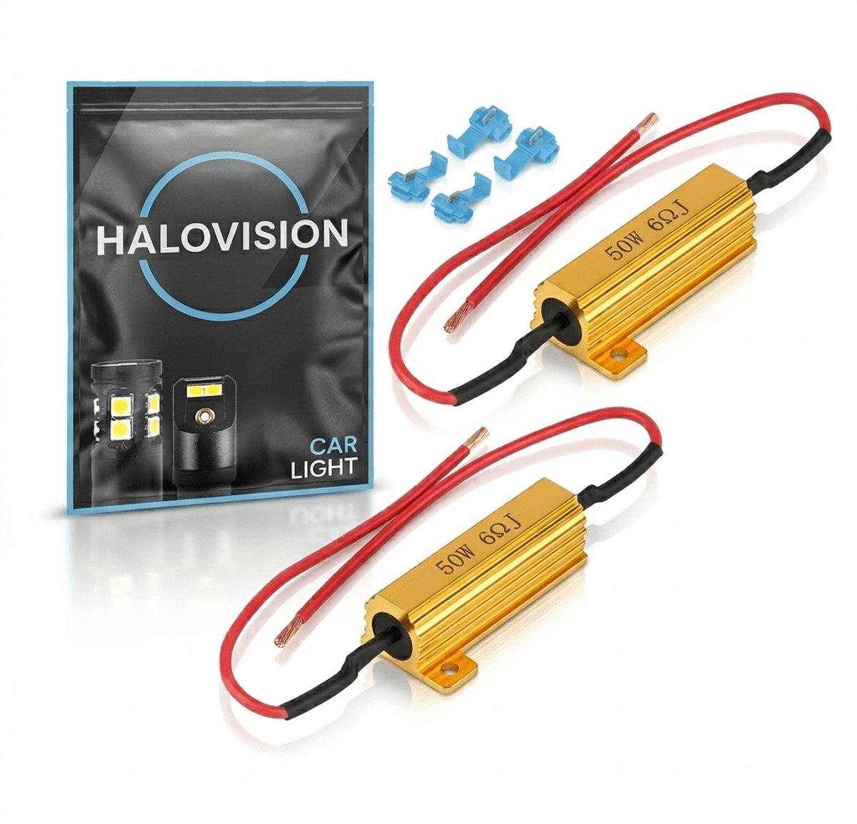 Halovision Universele Halogeen naar LED Canbus Anti-Error Decoder Weerstand 6 Ohm 50W Set - Voorkom Foutmeldingen en Flikkering bij LED Verlichting
