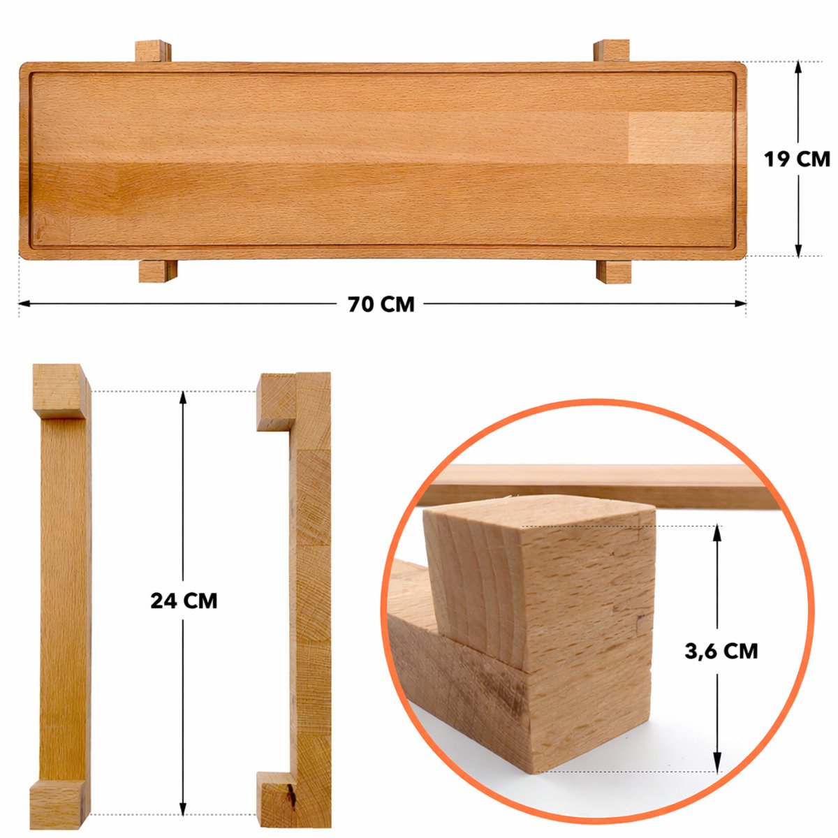 Industrial Living Borrelplank – Tapasplank - Serveerplank- Rechthoek - Hout — cadeau in Kookcadeaus - foto 7