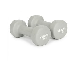 VirtuFit Vinyl Dumbbell Pro Set - 2x 2 kg - Grijs - Gewichten - Dumbbell - Duurzaam Materiaal - Krachttraining - Geschikt voor Zumba, Aerobics en Body Toning