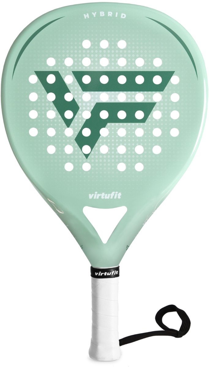 VirtuFit Hybrid Padel Racket - Mint Groen - Druppelvormig Blad - 365 gram - EVA Soft Kern - Carbon Fiber - Met Polskoord - Voor Gemiddelde Spelers