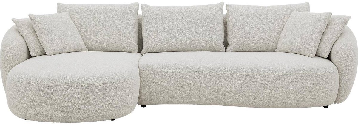 Goossens Ava Hoekbank - Stof - Beige - 334 x 83 x 175 cm - Links