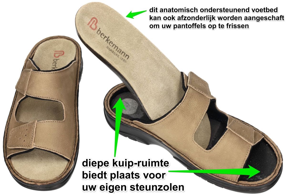 Berkemann -Heren - natuur-ongekleurd - pantoffels & slippers - maat 42.5
