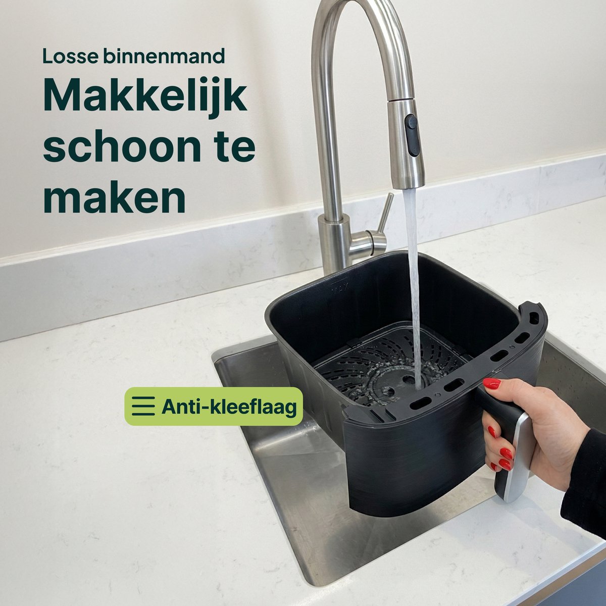 Vivid Green Airfryer 5L - Tot 4 Personen - PFAS-vrij - 12 Programma's - Digitaal Display — afbeelding 7