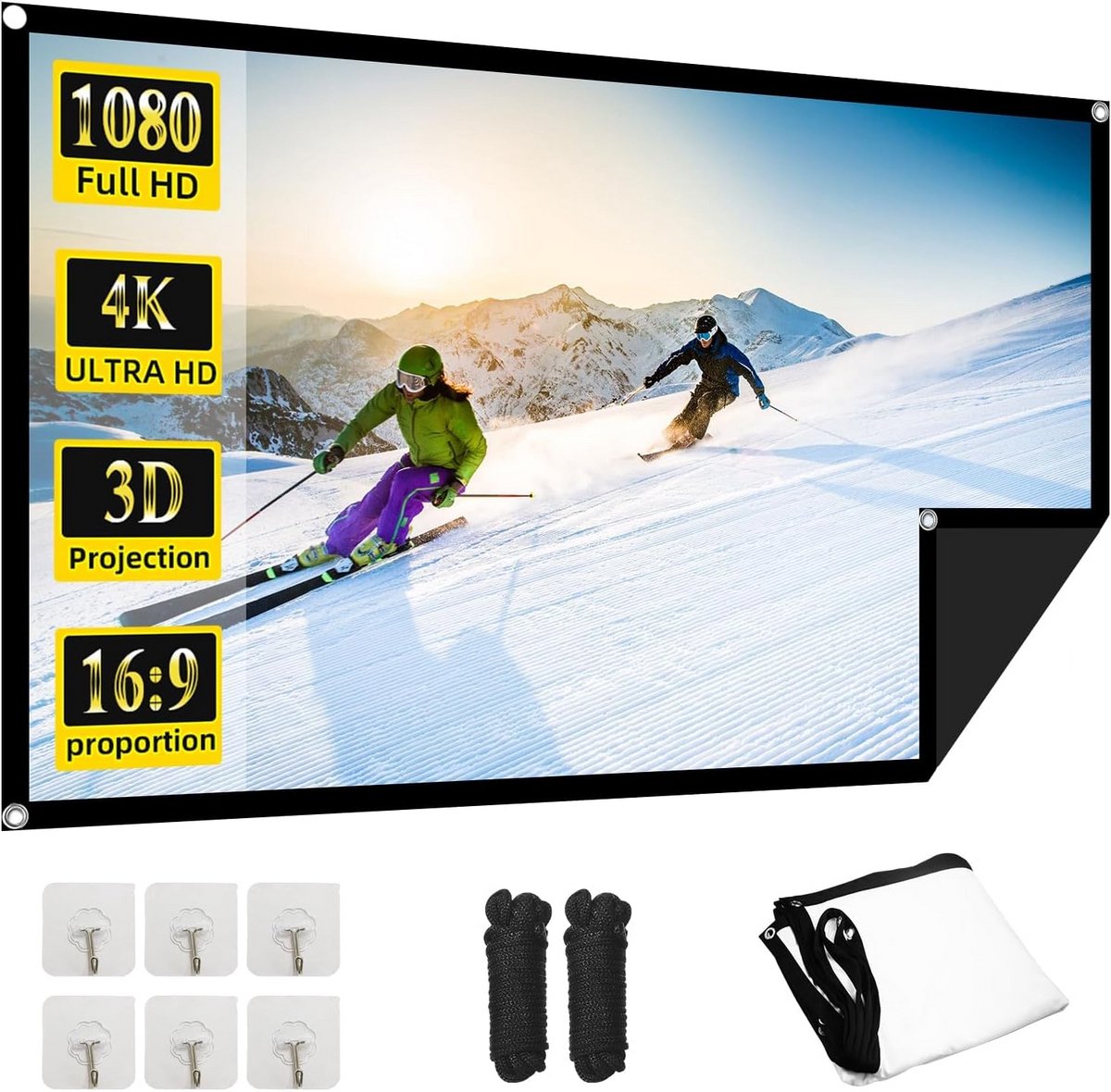 Projectiescherm 60 inch 4K HD Draagbaar Binnen Buiten Anti-Vouw