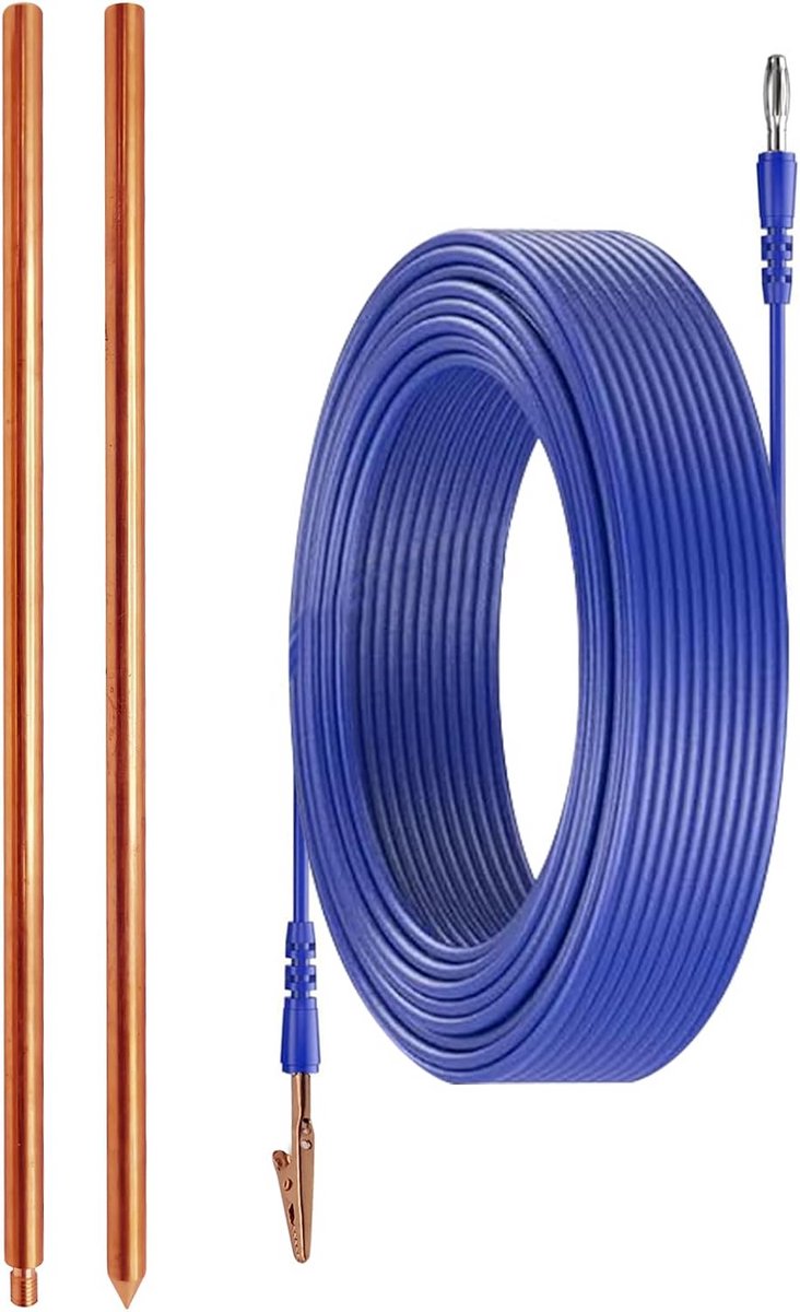 Aardingsstang Set Puur Koper Met 15 Meter Draad en Klem