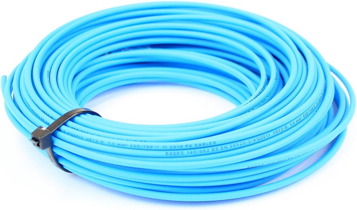 Enkeladerige Installatiekabel 1,5mm Blauw - Flexibele Koperdraad op Maat