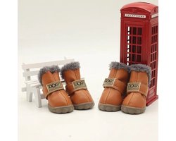 Hondenschoenen Waterdicht en Warm - met Fleecevoering - Coffee - XS - 4x3CM