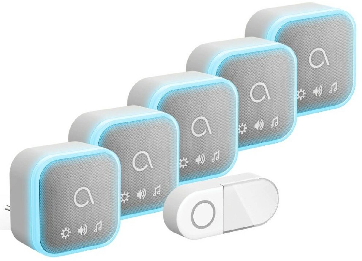 Avidsen 102512-5 Sona-T Plug-In draadloze deurbel met 5 ontvangers voor stopcontact