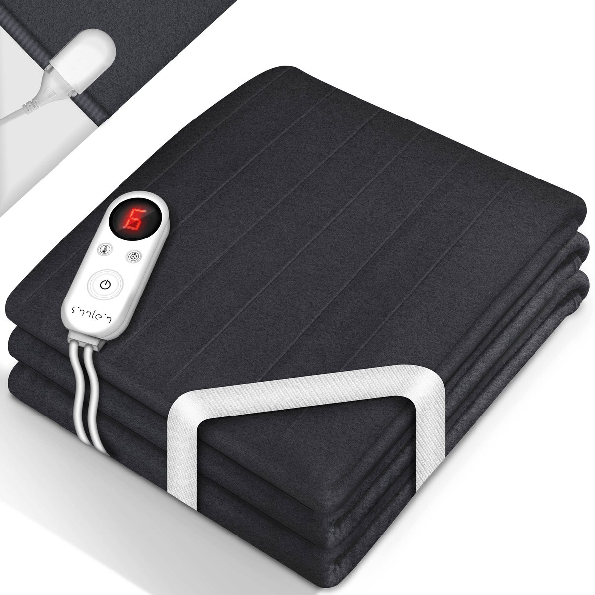 sinnlein® warmtedeken van fleece 150 x 80 cm gecertificeerd | elektrische deken met automatische uitschakeling | warmtedeken | timerfunctie | 9 temperatuurstanden | wasbaar tot 40°C | digitaal display