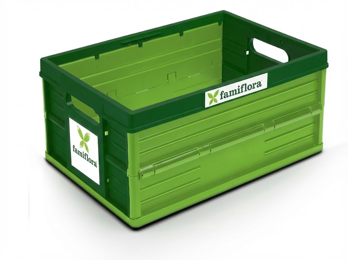 Famiflora groene professionele vouwkrat 32L - Extra Stevig (30kg Draagkracht) - Inklapbare Plooibox - Stapelbaar & Ruimtebesparend - Groen - Robuuste kwaliteit: draagt moeiteloos tot 30KG gewicht.