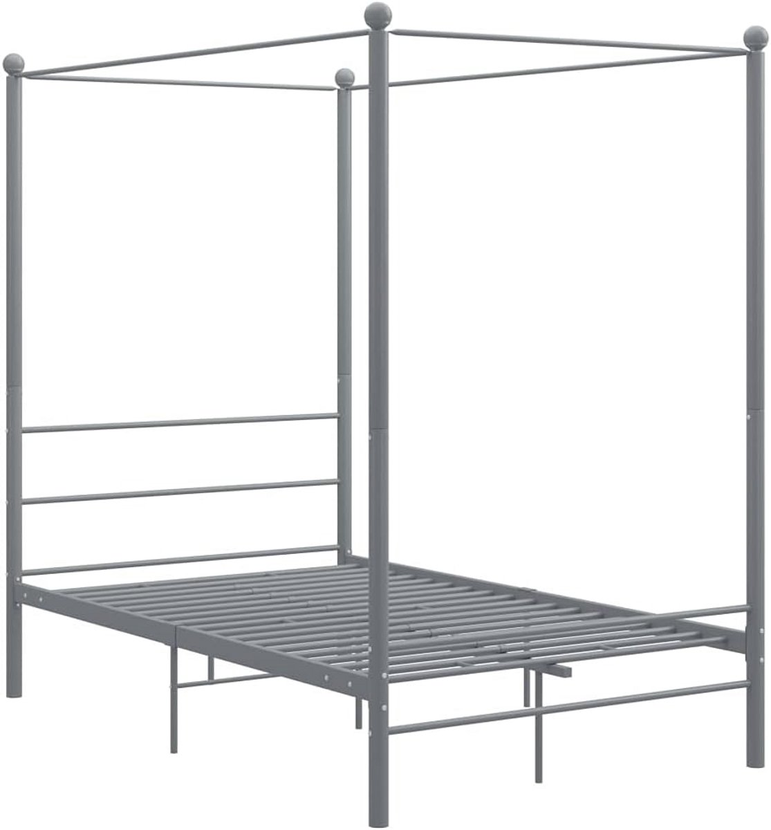 Hemelbedframe Staal Grijs 140x200 cm met Lattenbodem