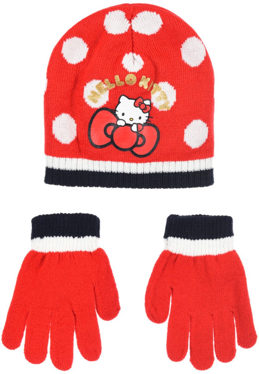 Hallo Kitty Cute Dots Rode kindermuts + dashboardset 52 cm