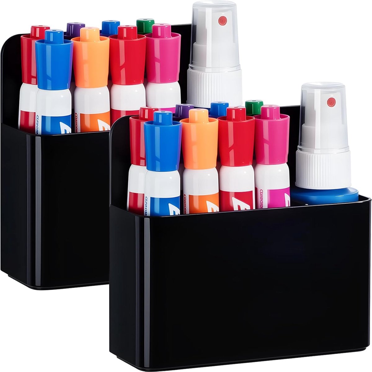 2 stuks ABS Magnetische Organizer - Schoolkast & Koelkast Accessoire Zwart