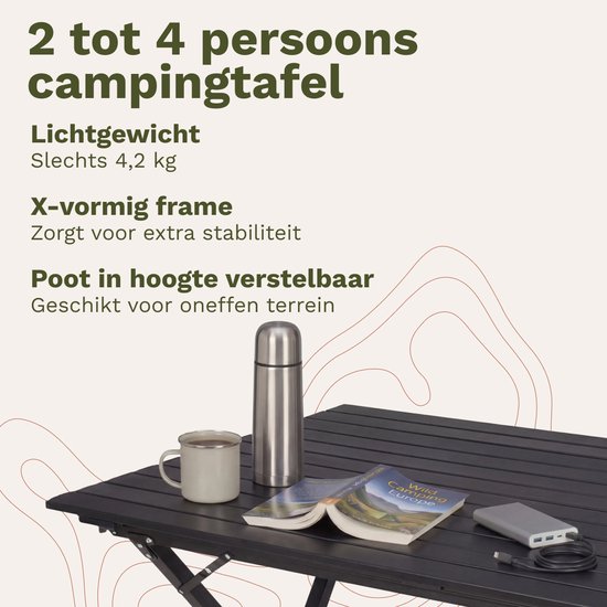 TRVLMORE Campingtafel - 80x58x71 cm - Lichtgewicht met Aluminium Frame - Vouwtafel Verstelbaar - Kampeertafel - Klaptafel - Zwart van Merkloos — afbeelding 3