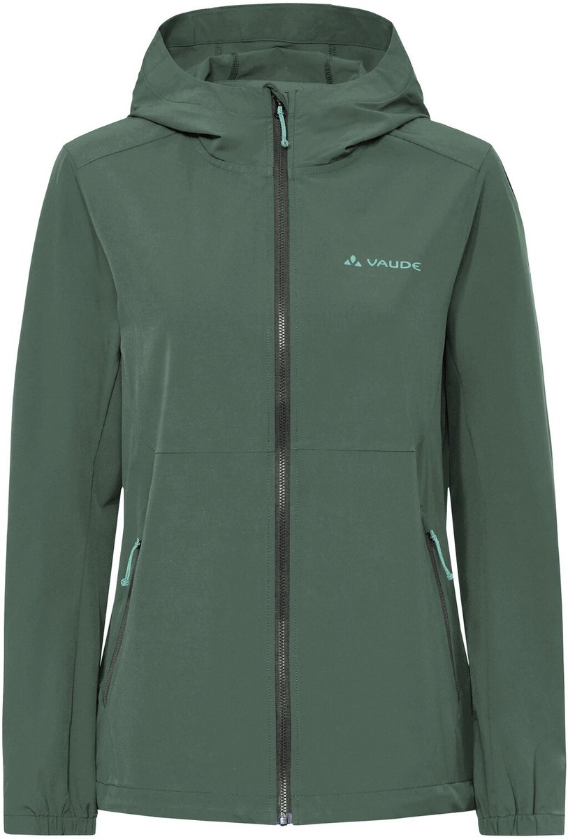 VAUDE Elope Windjack softshell jas dames outdoor sportjassen niet-waterdicht winddicht softshell capuchon regular pasvorm Agave