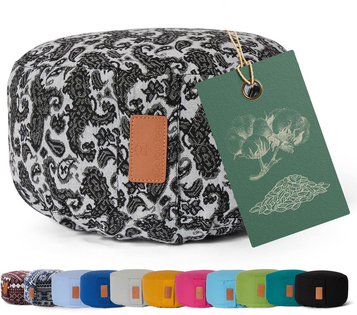 Bol.com #DoYourYoga - Yoga kussen - »Vishnu« - rond meditatiekussen met bio-organische Spelt vulling - H:15cm, diam.30cm - Style... aanbieding