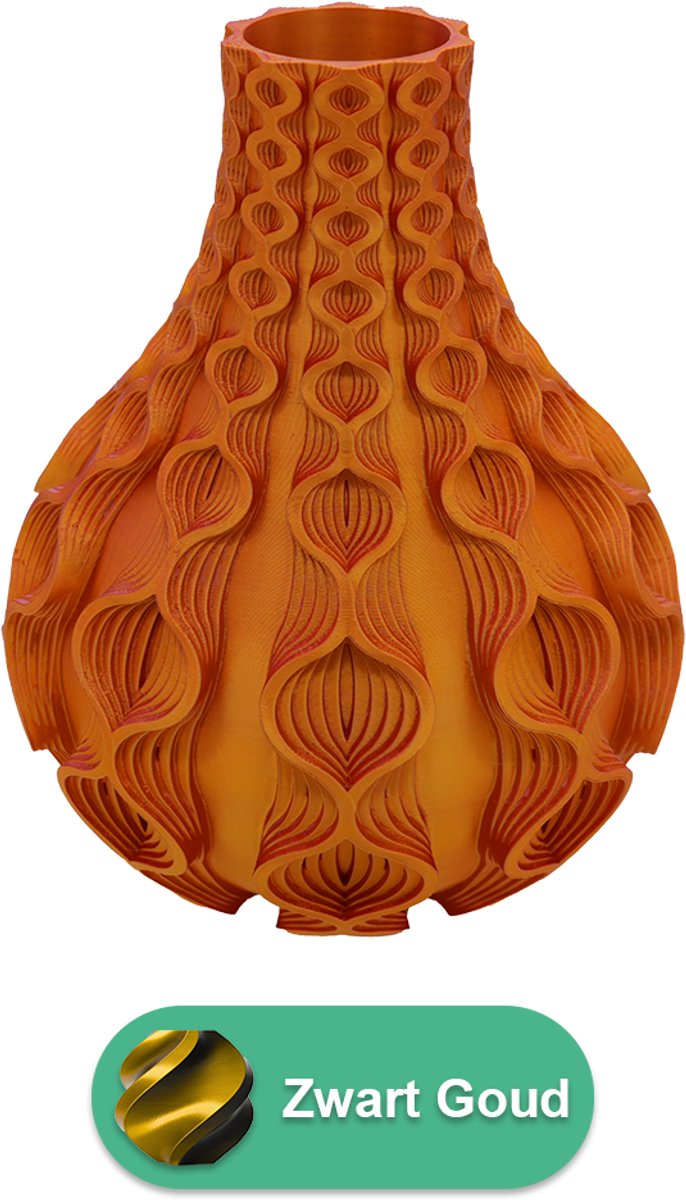 Lovora Coral organische vaas – Decoratieve vaas - Zwart / Goud - 3d geprinte vaas – geschikt voor droogbloemen - 25CM