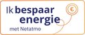 Tekst 'Ik bespaar energie met Netatmo' met een euroteken.