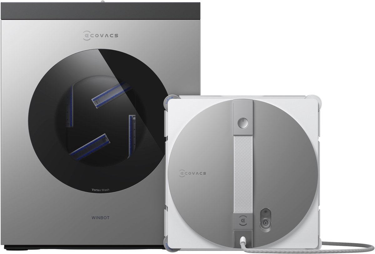 ECOVACS - WINBOT W3 OMNI EU - Robot ramenreiniger - Ruitenreinigingsrobot met multifunctioneel station - automatische wasfunctie van reinigingspad - intelligente randreiniging - sproeifunctie met drie sproeiers - app-bediening