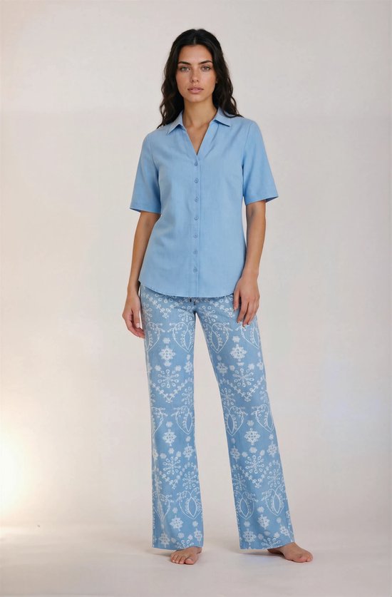 MI PIACE - Travel Blouse V Neck Uni Denim 2603 Bleached