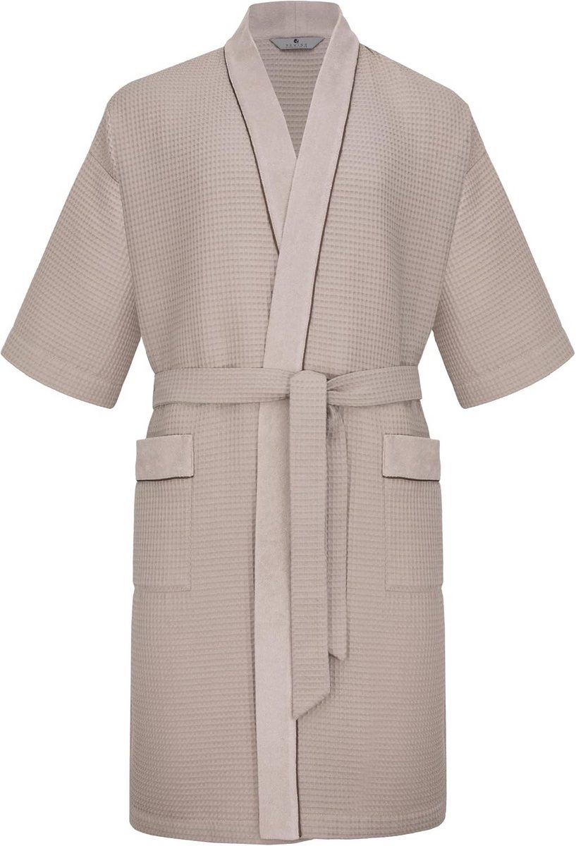 Lichte Herenbadjas van 100% Katoen in Kimono Stijl met Wafelstructuur