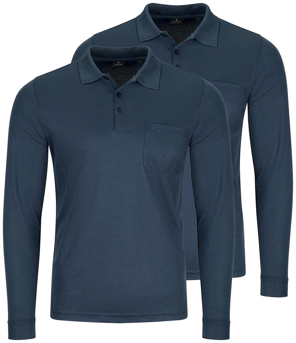 RAGMAN Heren poloshirt 2 pack Basic