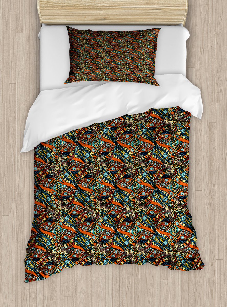 ABAKUHAUS Crazy dekbedovertrekset voor eenpersoonsbedden, abstract golfpatroon, inclusief kussensloop, 130 x 200 cm