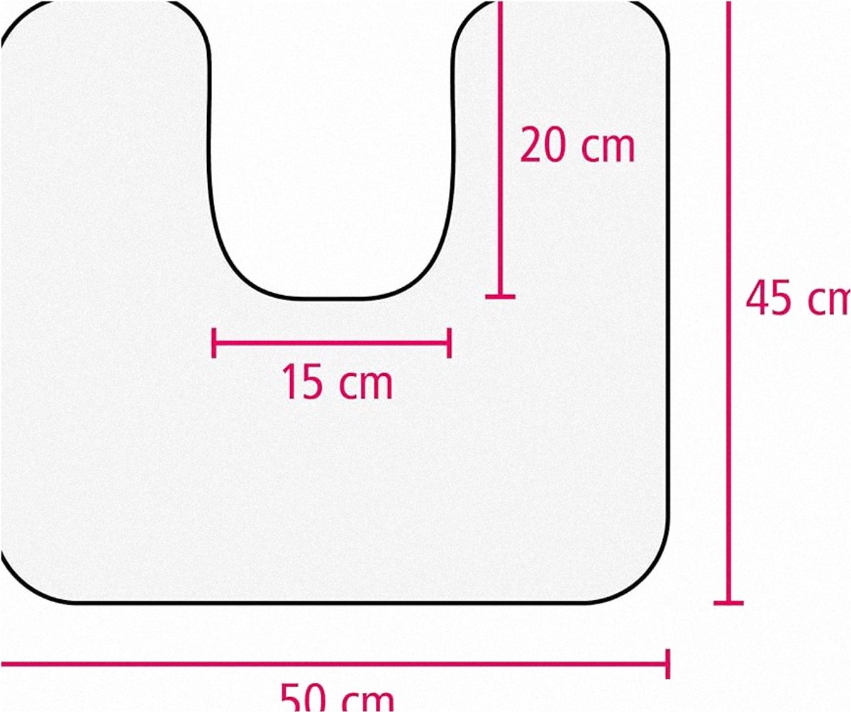 Zacht antislip U-vormig toilettapijt - zwart - 100% polyester - 50 x 45 cm