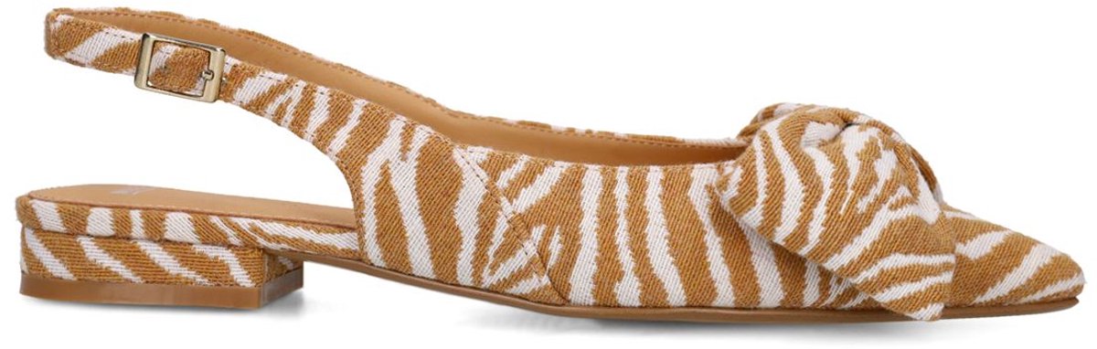 Manfield - Dames - Cognac zebra slingbacks met strik - Maat 41