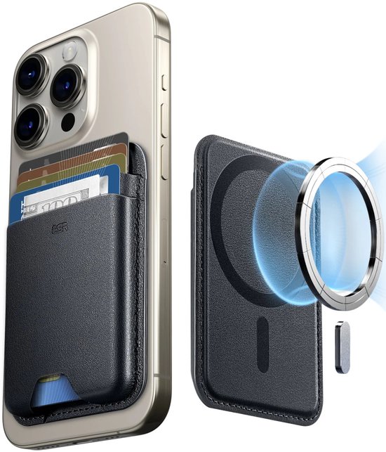 ESR HaloLock Wallet Boost - Porte-cartes magnétique - Compatible avec MagSafe et HaloLock - Portefeuille pour 4 cartes - Portefeuille - Zwart