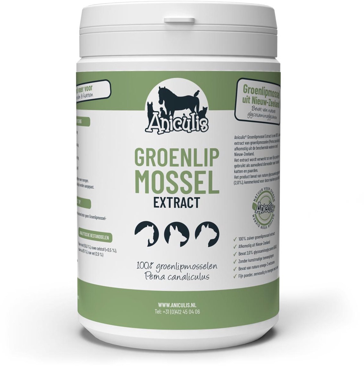 Aniculis - Groenlipmossel poeder Extract voor honden, katten & paarden (500g) | Voor gewrichten, kraakbeen & bewegingsapparaat | Bijzonder hoog gehalte Glycosaminoglycanen