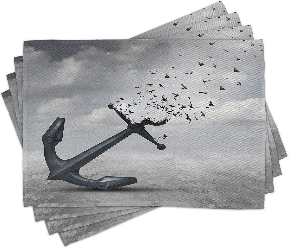 Placemat Set - Tafelonderleggers - Eettafel Decoratie - Wasbaar Materiaal - Rechthoekig - Grijs