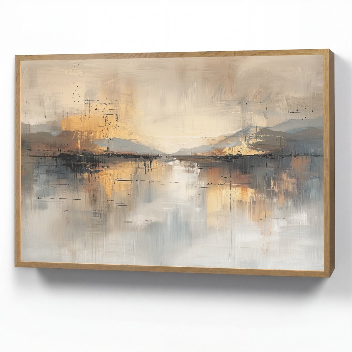Wandlamp 90x60 cm - Oplaadbaar - Abstract - Modern - Beige - Aesthetic - Goud - Wandlampen