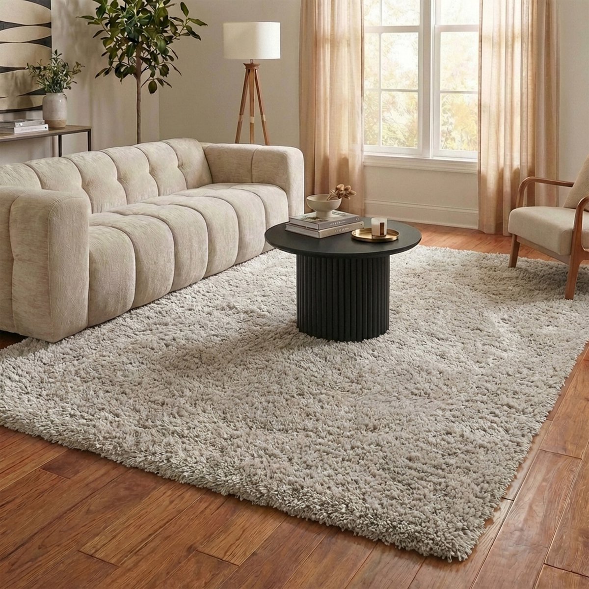 NATURL. Shaggy vloerkleed - Blaze Beige/Grijs - 160x230cm
