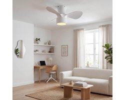 LumenXL - Compacte witte plafondventilator incl. LED en afstandsbediening - Vejas