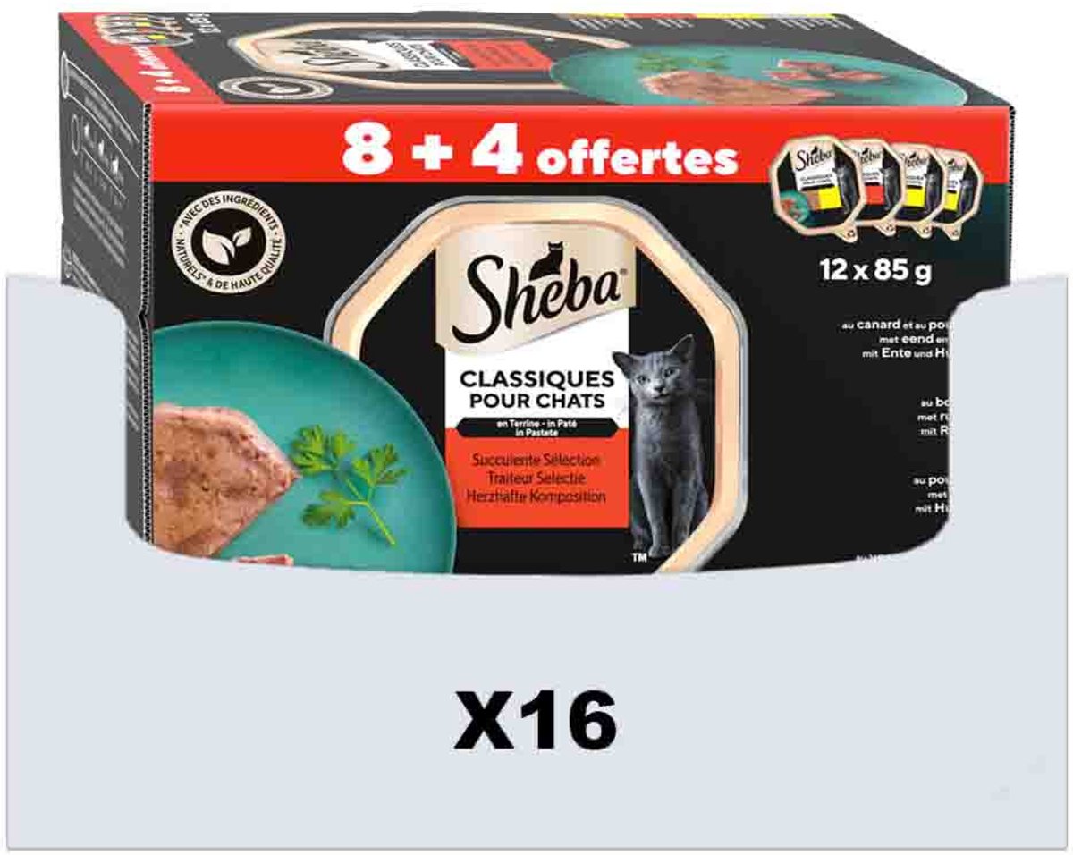 Sheba Sheba Kattenvoer Nat Classic Traiteur Paté Selectie Multipack - 6 x 12x85 gr - Voordeelverpakking