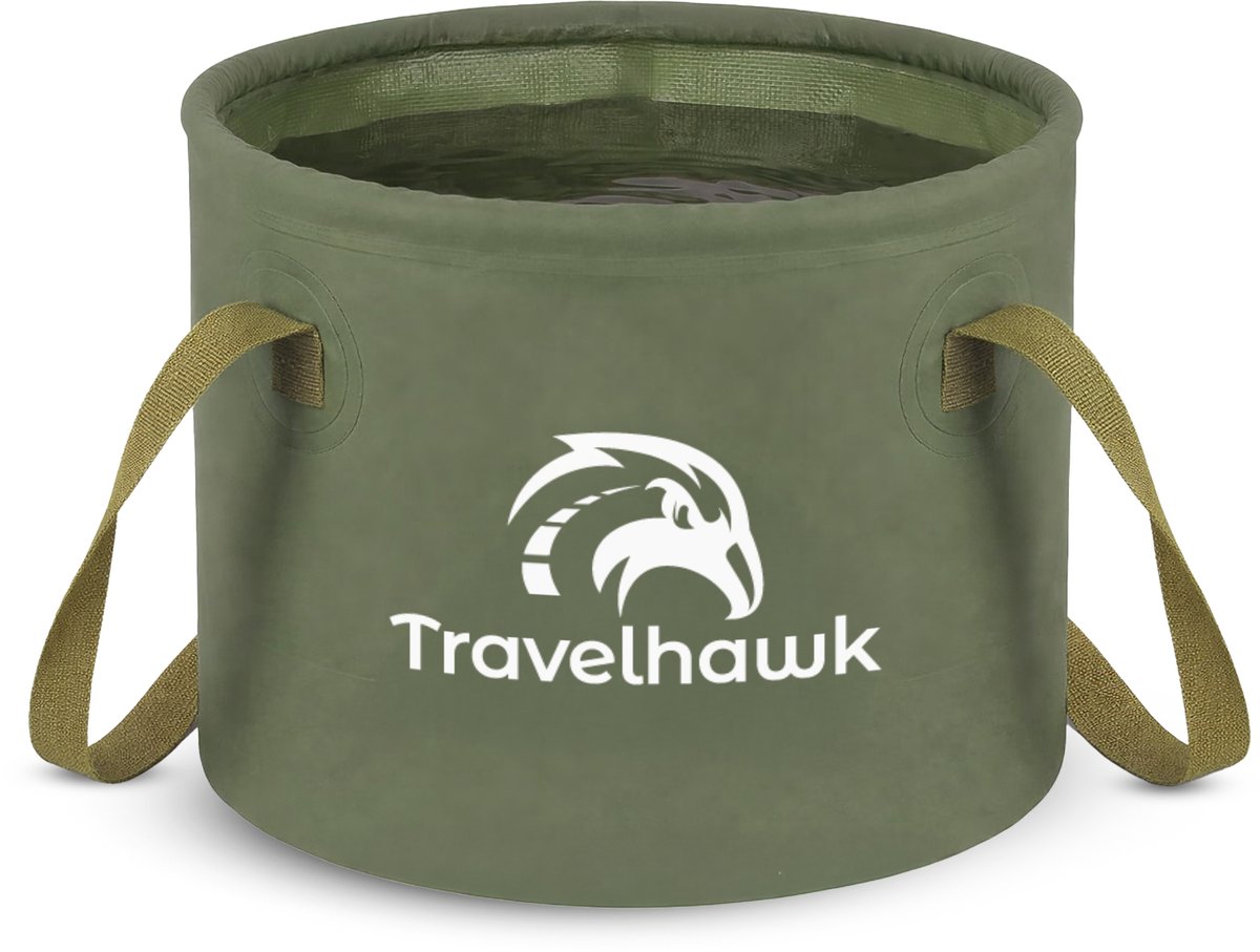 Travelhawk Opvouwbare Emmer - 10 Liter - Emmer - Emergency Kit - Ice Bucket - Met Handvat - Groen