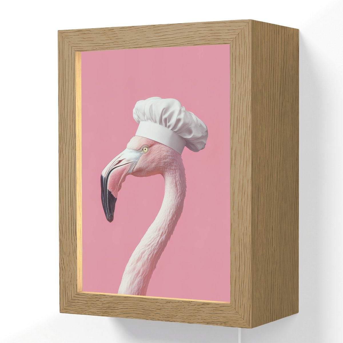 Wandlamp 15x20 cm - Oplaadbaar - Flamingo - Roze - Koksmuts - Vogel - Wandlampen binnen wo